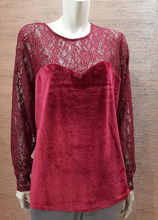 🌟💖🌟 шикарна велюрова блузка з ажуром