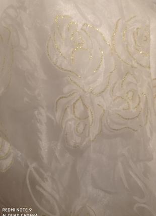 Х7. біла нарядна сукня плаття на дівчинку з трояндами пишне з блисеом атлас шифон бавовна miledi7 фото