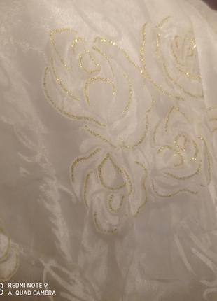 Х7. біла нарядна сукня плаття на дівчинку з трояндами пишне з блисеом атлас шифон бавовна miledi8 фото
