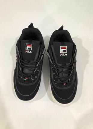 Fila disruptor black брендові чорні жіночі кросівки філа розпродаж жіночі круті чорні кросівки філа розпродаж7 фото