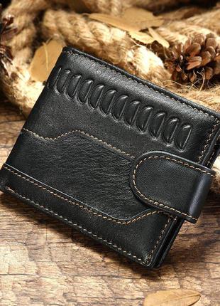 Чоловічий гаманець з тисненням 20234 vintage чорний4 фото
