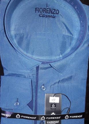 Рубашка мужская fiorenzo vd-0017 морская волна в клетку классическая с длинным рукавом турция2 фото