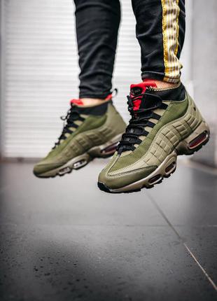 Мужские кроссовки nike air max 95 sneakerboot green | чоловічі кросівки найк хакі  зима