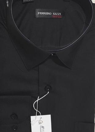 Рубашка мужская ferrero gizzi vd-0033 чёрная однотонная классическая с длинным рукавом