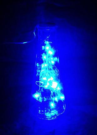 Світильник банку з led гірлянда нитка крапля роси, синій світло (живлення від usb)