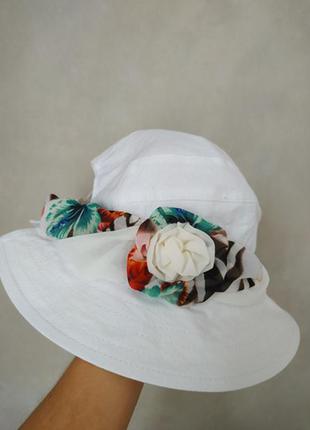 Шляпа з льна "марсель" — 1550 білий6 фото