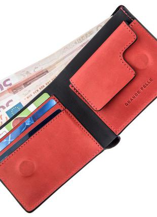 Оригинальное портмоне комби унисекс на магните grande pelle 11207 черное3 фото