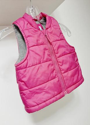 Kik немецкая жилетка тёплая на молнии стёганая розовая безрукавка для девочки 2-3года синтепон флис3 фото