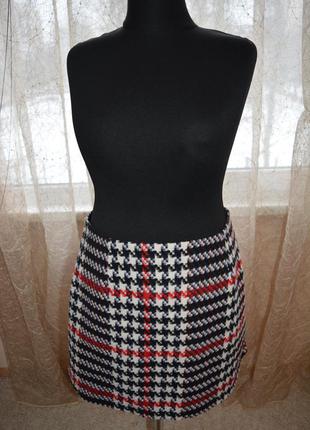 Моделююча теплая спідниця, гусяча лапка, вовна, шахматка, new look