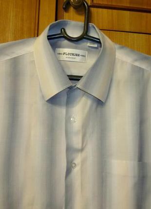 Фирменная мужская рубашка flourish с длинным рукавом светлая в полоску,в идеале2 фото