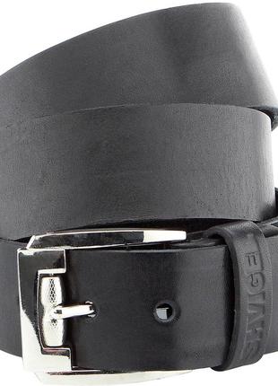Чоловічий ремінь shvigel 10084 шкіряний чорний