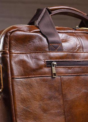 Деловая мужская сумка из зернистой кожи vintage 14837 коричневая5 фото