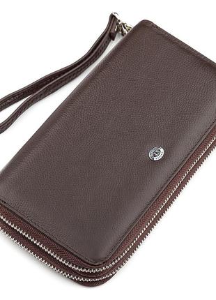 Мужской кошелек st leather 18450 (st127) две молнии коричневый