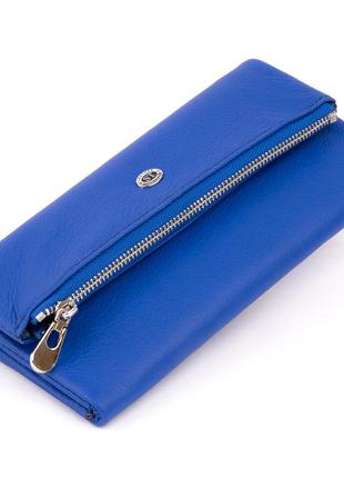 Клатч конверт з кишенею для мобільного шкіряний жіночий st leather 19268 синій