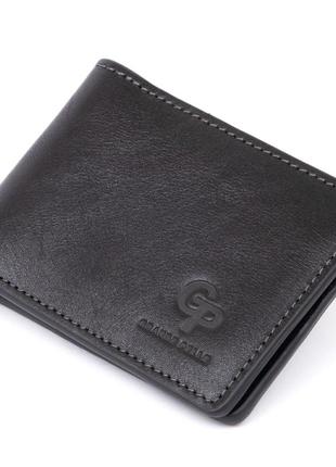 Стильное портмоне с зажимом для денег без застежки grande pelle 11295 черное1 фото