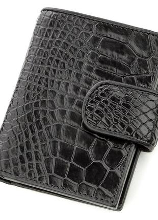 Визитница мужсккая crocodile leather 18576 из натуральной кожи крокодила черная