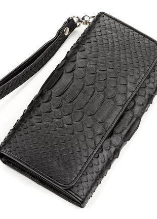 Кошелек женский snake leather 18185 из натуральной кожи питона черный