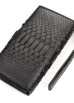 Гаманець жіночий snake leather 18185 з натуральної шкіри пітона чорний2 фото