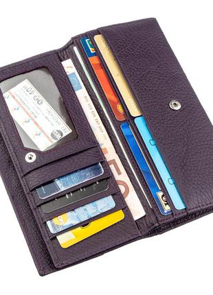 Жіночий гаманець з візитницею на кнопці st leather 18950 фіолетовий3 фото