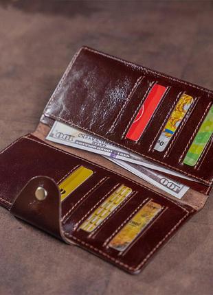 Бумажник мужской вертикальный на кнопках shvigel 16175 коричневый7 фото