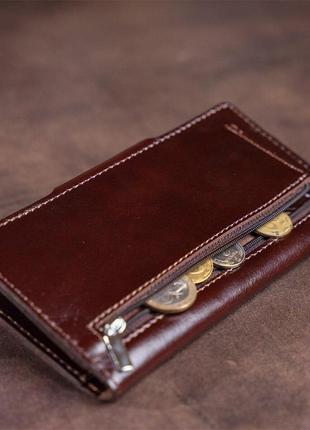Бумажник мужской вертикальный на кнопках shvigel 16175 коричневый9 фото