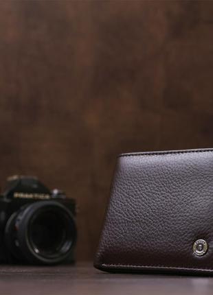 Кожаный мужской бумажник на магните boston 18829 коричневый5 фото