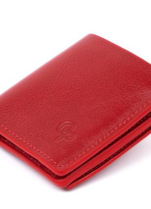 Вертикальное глянцевое портмоне с накладной монетницей grande pelle 11331 красное