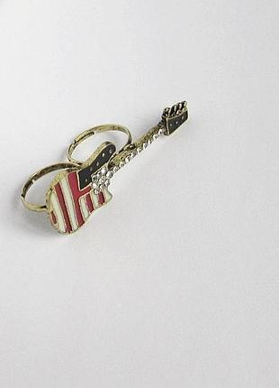 Кольцо на два пальца гитара в стразах, новое! арт. 805