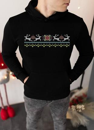 Худи с оленями, толстовка с орнаментом, батник, кенгурушка