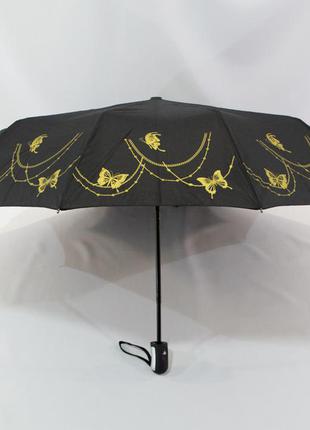 Жіночий складаний парасолька "bellissimo" напівавтомат чорний на 10 спиць7 фото
