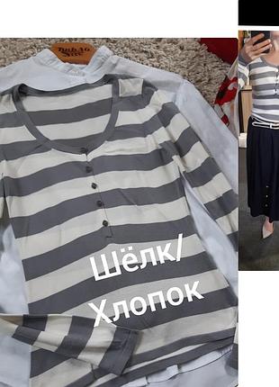 Шикарный тоненький шелковый свитер,  шёлк/хлопок, р. 6-8