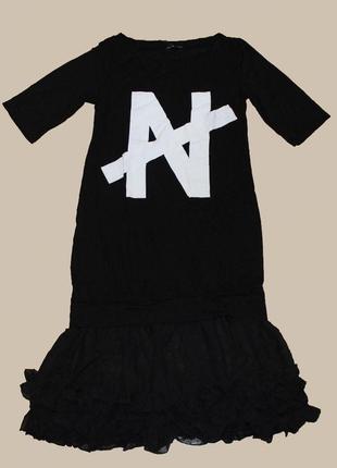 Сукня з комбінованої тканини чорного кольору