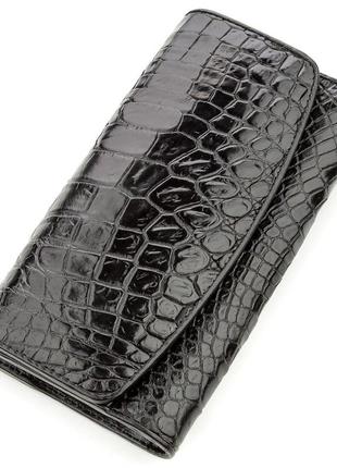 Кошелек-клатч crocodile leather 18572 из натуральной кожи крокодила черный