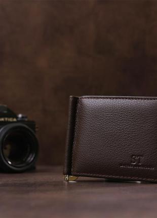 Мужской зажим на магните st leather 18943 коричневый5 фото