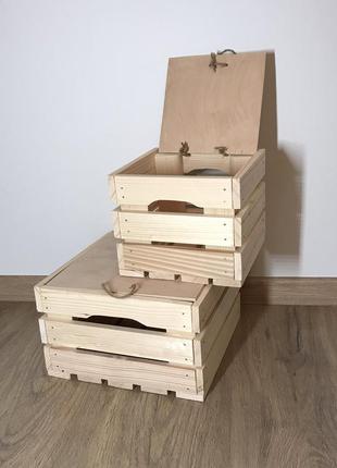 Дерев'яна яний рейковий ящик тара для подарунків1 фото
