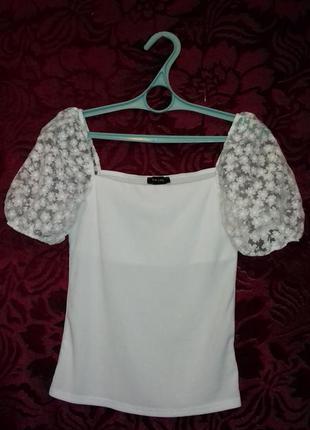 Блузка с рукавом фонарик / блуза с пышными рукавами блуза с квадратным вырезом1 фото