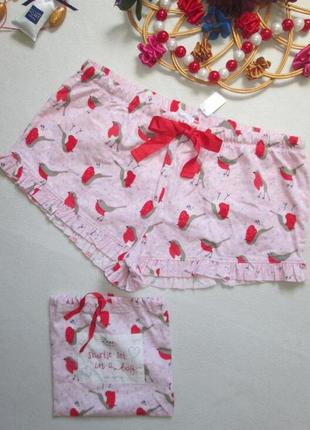 Суперові домашні байкові бавовняні шорти+сумочка принт снігурі boux avenue ⛄❄️⛄