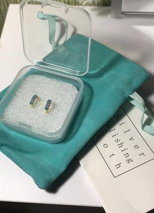 Детские подростковые серьги сережки колечки с фианитом серебро с позолотой 18 к