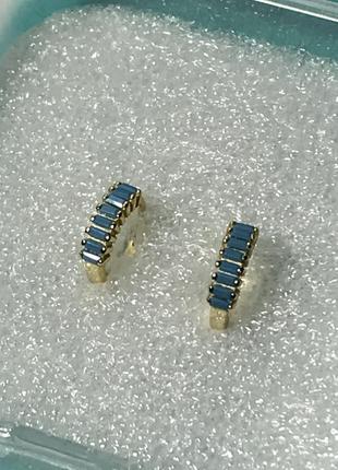 Детские подростковые серьги сережки колечки с фианитом серебро с позолотой 18 к