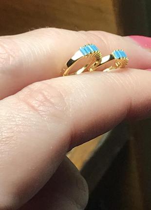 Детские подростковые серьги сережки колечки с фианитом серебро с позолотой 18 к