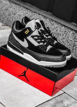 Кросівки nike air jordan 3 retro tinker black cement gold