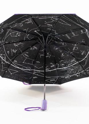 Женский зонтик "bellissimo" сиреневый с звездным небом изнутри8 фото