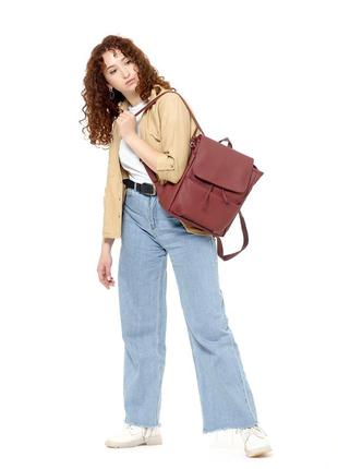 Бордовый  базовый стильный лаконичный рюкзачек для девушек3 фото