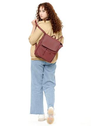 Бордовый  базовый стильный лаконичный рюкзачек для девушек8 фото
