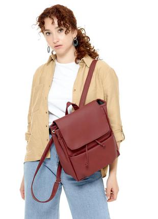 Бордовый  базовый стильный лаконичный рюкзачек для девушек7 фото