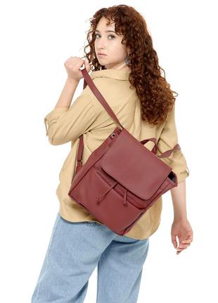 Бордовый  базовый стильный лаконичный рюкзачек для девушек5 фото