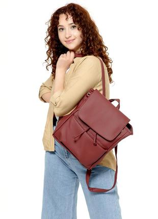 Бордовый  базовый стильный лаконичный рюкзачек для девушек6 фото