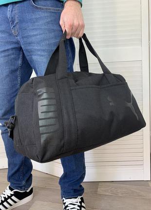 Мужская спортивная сумка puma, черная дорожная сумка пума в спотзал на длинном ремешке6 фото