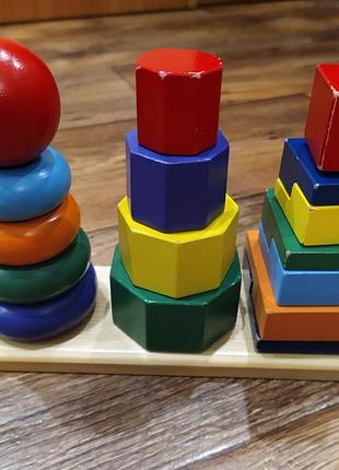 Набор пирамидок  3 в 1 пирамид игрушки из дерева