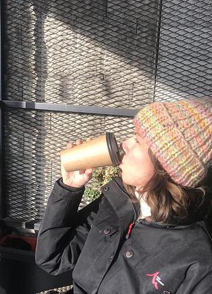 Шапка-пухляш вязаная, шерстяная